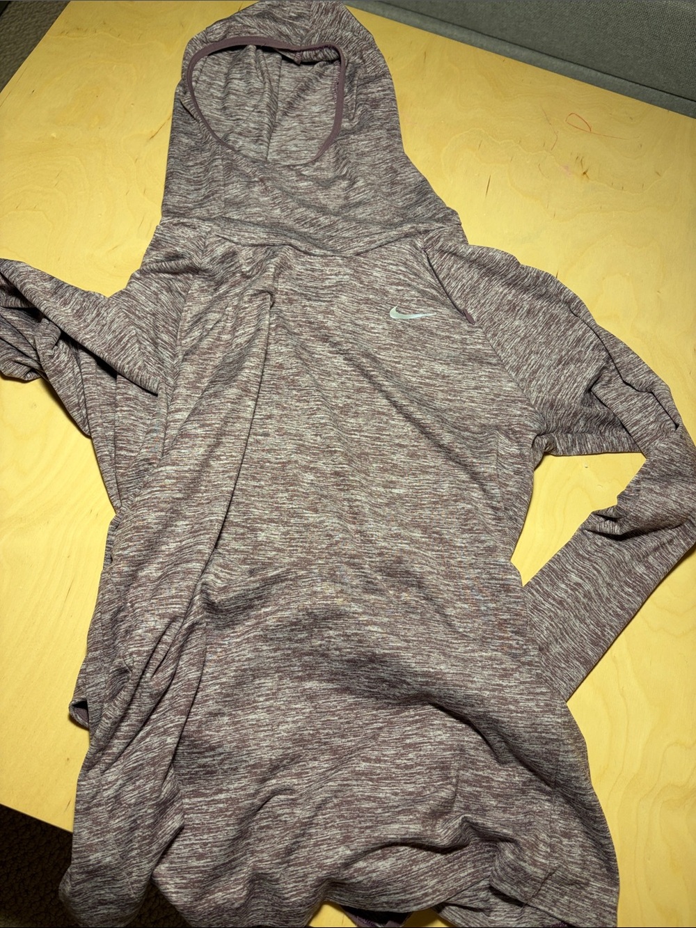 Nike Women’s Heathered Mauve Hooded Long-Sleeve Running Top - Size XS